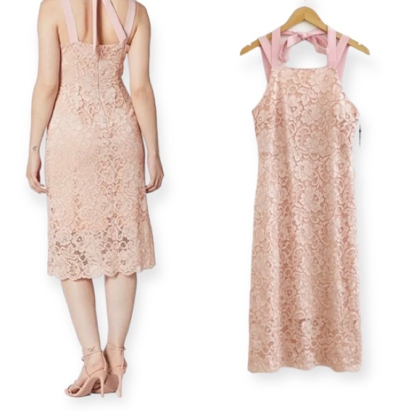 SAM EDELMAN PETAL PINK THICK STRAP LACE DRESS SIZE 10 - Picture 9 of 14